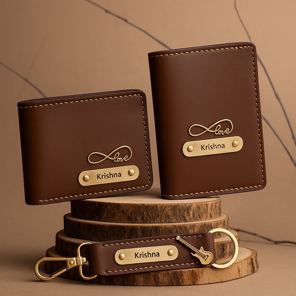 Premium 3-in-1 Combo – Customised Wallet, Keyring & Passport Cover by CELED