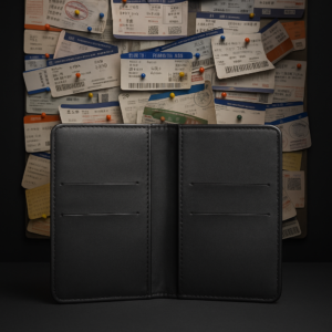 Personalized Croco Passport Cover with Gold Embellishments, with Black Leather, Customizable Name Plate (Black)