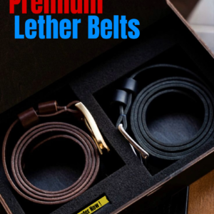 Premium Leather Belt, Black with Yellow Stitching, Classic Buckle Design, Silver Hardware