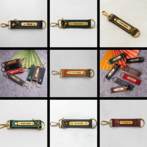 Customized Leather Keychain with Name | Personalized Engraved Key Ring for Men & Women